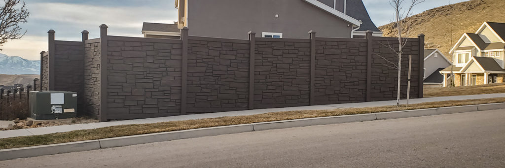 Fargo fence company residential fence contractors North Dakota board on board shadow box picket alternating staggered wood vinyl tan sandstone white sandstone khaki cracking chipping splitting UVB residential backyard perimeter security visibility solid